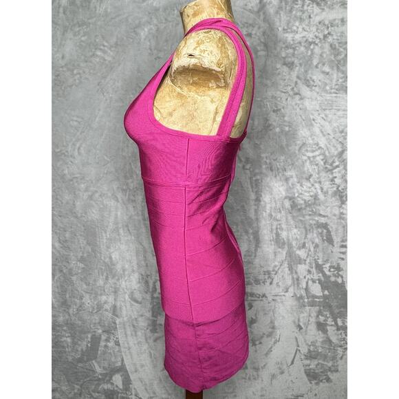 Herve Leger x Forever 21 Dress Womens Small Fuchsia One Shoulder Bandage Bodycon - Picture 3 of 6